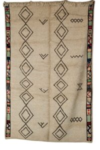 Authentic Berber Wool Rug – Classic Diamonds with Vibrant Geometric Borders