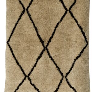 Authentic Berber Wool Rug – Classic Beni Ourain Diamond Lattice Accent