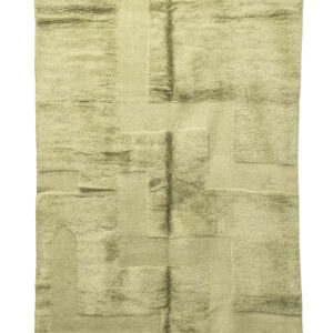 Modern Monochromatic Olive Green Rug – High-Low Textured Art